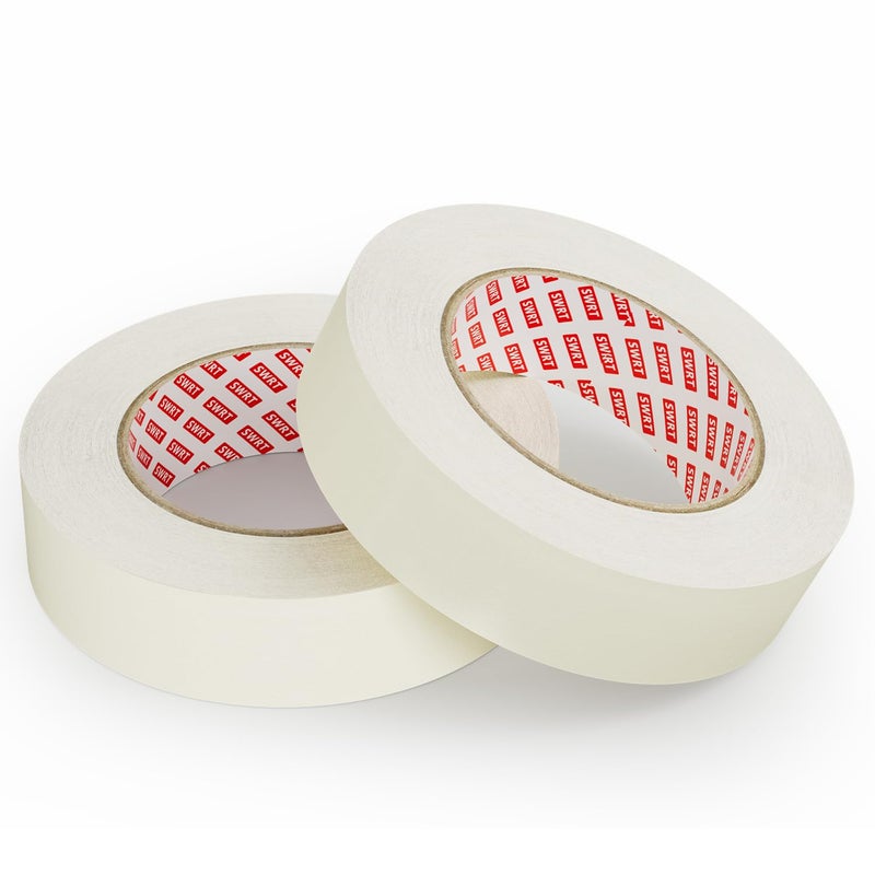 SWRT White Painter Masking Tape 1 Inch × 55 Yards – 2 Roll Pack, Easy Tear, Clean Removal, Multi-Surface Tape for Small DIY, Crafts, Home, Office & School Projects - Image 1